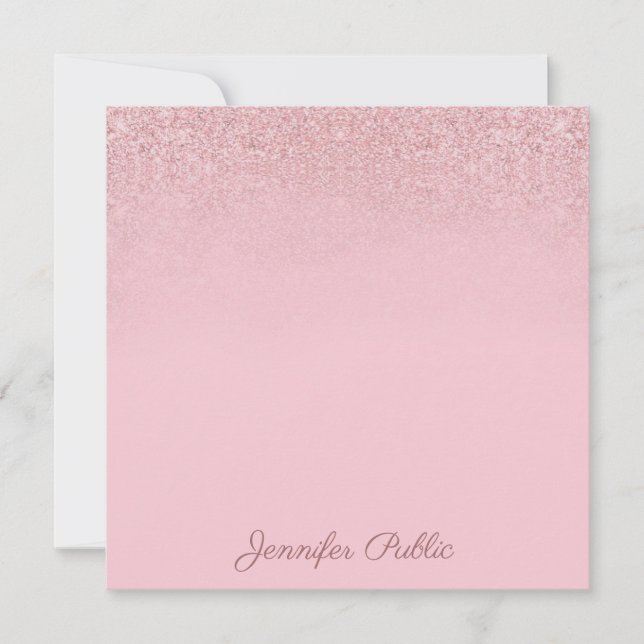 Creative Rose Gold Calligraphy Script Text Elegant Mitteilungskarte (Vorderseite)