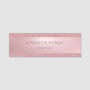 Creative Rose Gold Glitzer Moderner Beruflich Namensschild