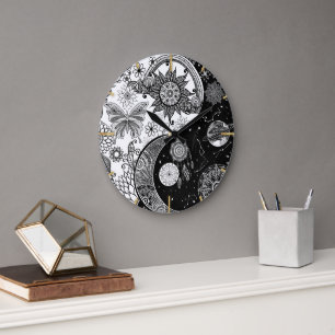 Creative Schwarz-weiß Yin Yang Night Day Mandala Große Wanduhr