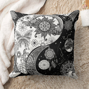 Creative Schwarz-weiß Yin Yang Night Day Mandala Kissen