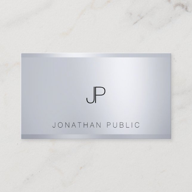 Creative Silver Template Elegante Monogram Modern Visitenkarte (Vorderseite)