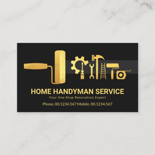 Creative Stylish Gold Handyman Tools Renovierung Visitenkarte (Vorderseite)
