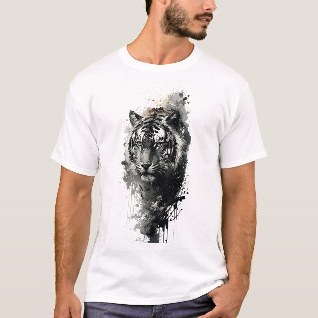 Creative Stylish Watercolor Tiger Head T - Shirt (Vorderseite)