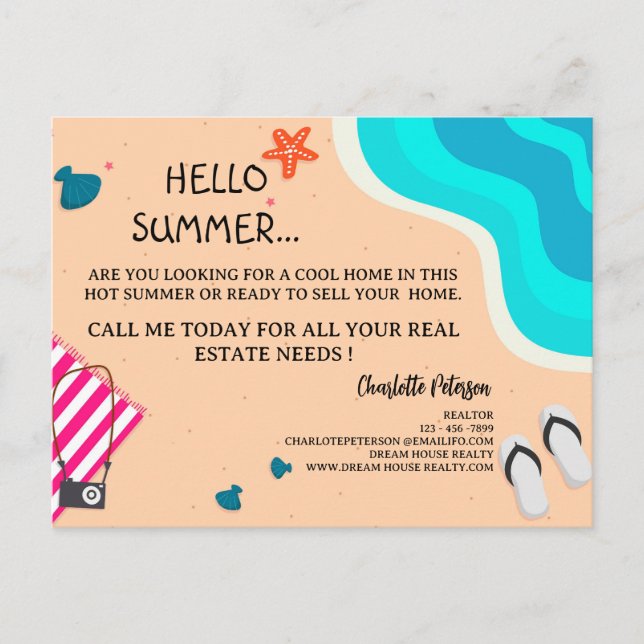 Creative Summer Real Anwesen Marketing Promotions Postkarte (Vorderseite)