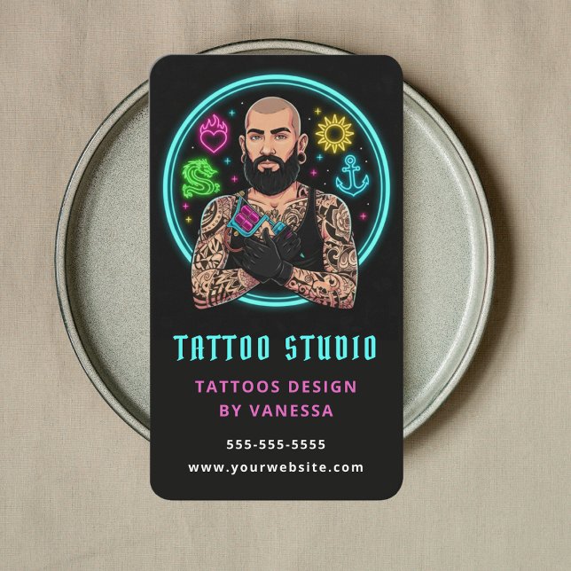 Creative Tattoo Artist Tattooist Branding QR Code Visitenkarte (Von Creator hochgeladen)