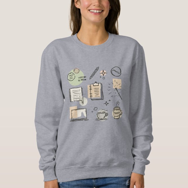 Creative Tools & Icons Collage – Hand-Drawn Sweatshirt (Vorderseite)