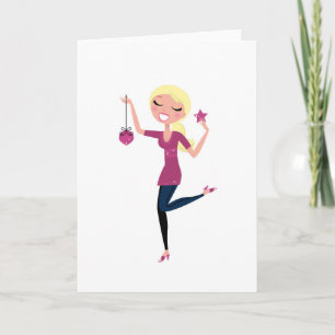 Creative vintage greeting with Painted girl Feiertagskarte