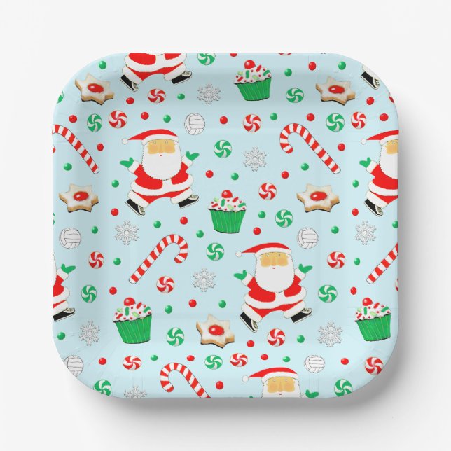 Creative Volleyball Weihnachtsfeier Pappteller (Vorderseite)