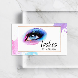 Creative Watercolor Eyelashes Blau Visitenkarte