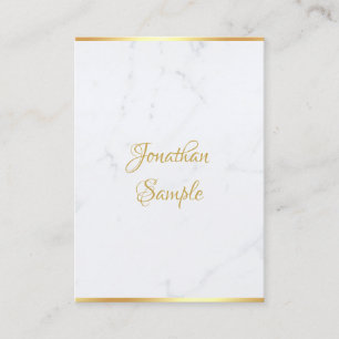 Creative White Marble Gold Moderne Handschrift Tex Visitenkarte