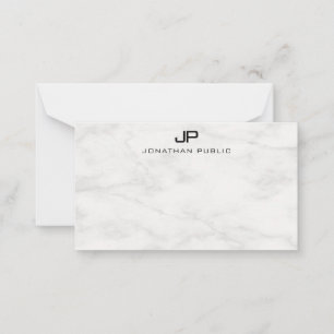 Creative White Marble Monogram Template Moderne Mitteilungskarte