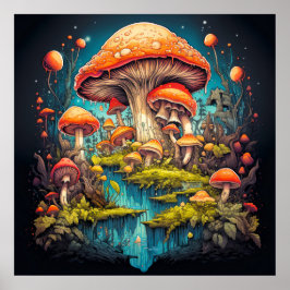 Creative Wild Psychedelic Mushrooms Poster