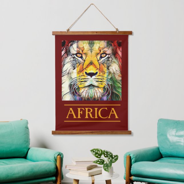Creative Wildlife African Lion Travel Africa Wandteppich Mit Holzrahmen (Wohnzimmer)