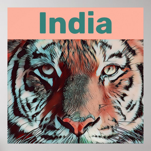 Creative Wildlife Tiger Pop Art Indien Reise Poster (Vorne)