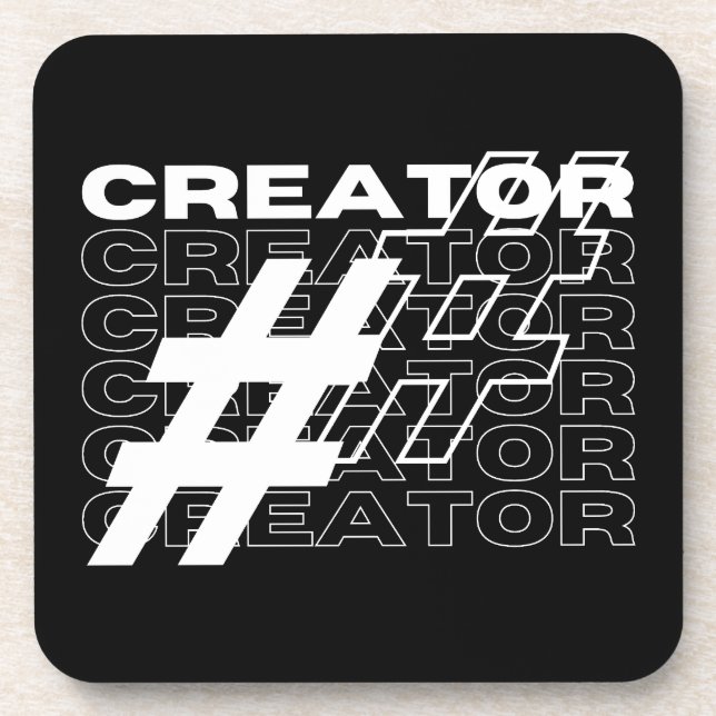 Creator Hashtag Typografie Getränkeuntersetzer (Vorderseite)