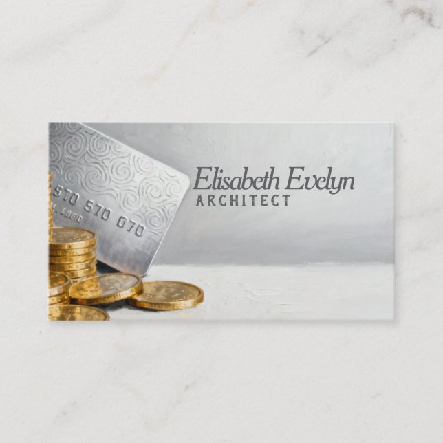Credit Card and Gold Coins f854 Visitenkarte (Vorderseite)