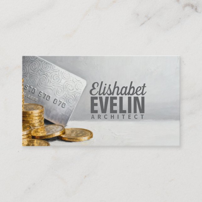 Credit Card and Gold Coins g678 Visitenkarte (Vorderseite)