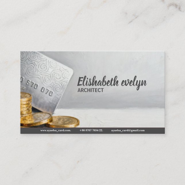 Credit Card and Gold Coins Visitenkarte (Vorderseite)