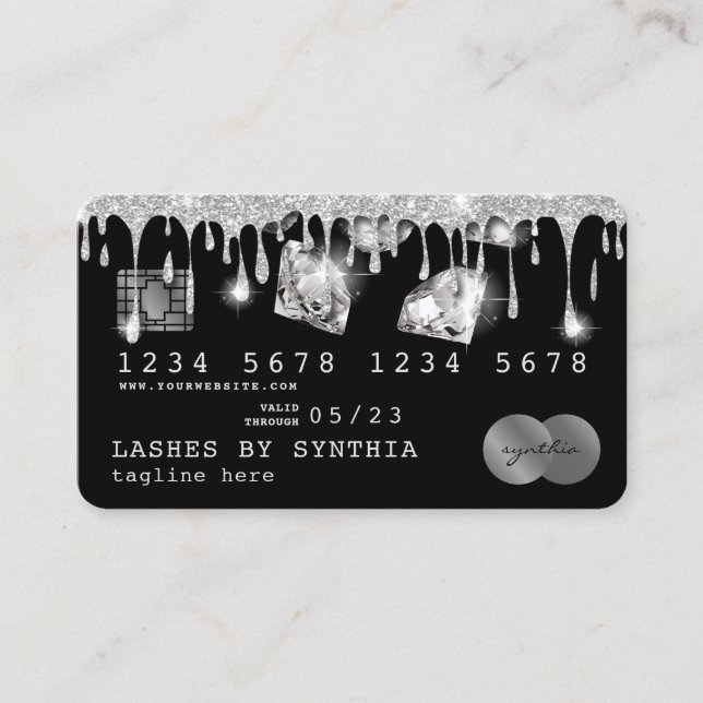 Credit Card Styled Dripping Gold Diamonds Visitenkarte (Vorderseite)