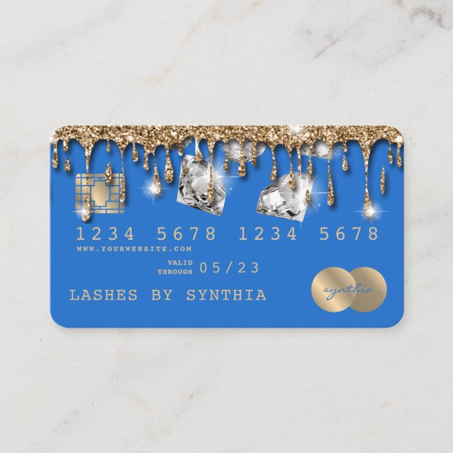 Credit Card Styled Dripping Gold Diamonds Visitenkarte (Vorderseite)
