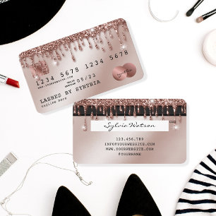Credit Card Styled Rose Gold Glitter Drips Visitenkarte