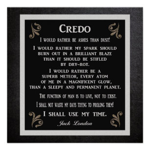 Credo — Jack London — Art Print Poster