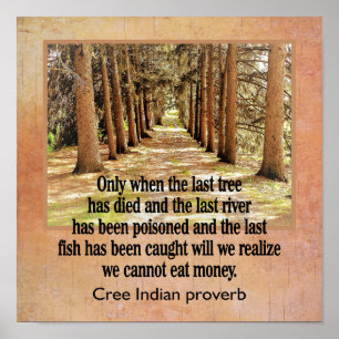 Cree Indian Proverb — Kunstdruck — 12 x 12 Poster