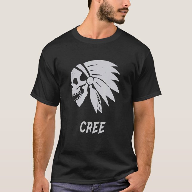 Cree Native American Indian Born Freedom Evil Skul T-Shirt (Vorderseite)