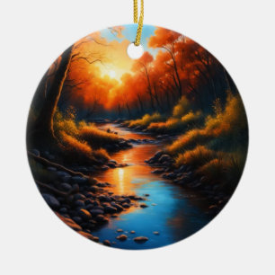 Creek Bank Sunrise Keramik Ornament