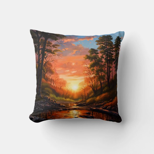 Creek Bank Sunrise Kissen (Vorderseite)