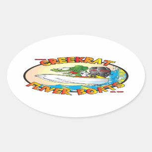 Creekrat Cartoon Fliver Boat Fun Decks Ovaler Aufkleber