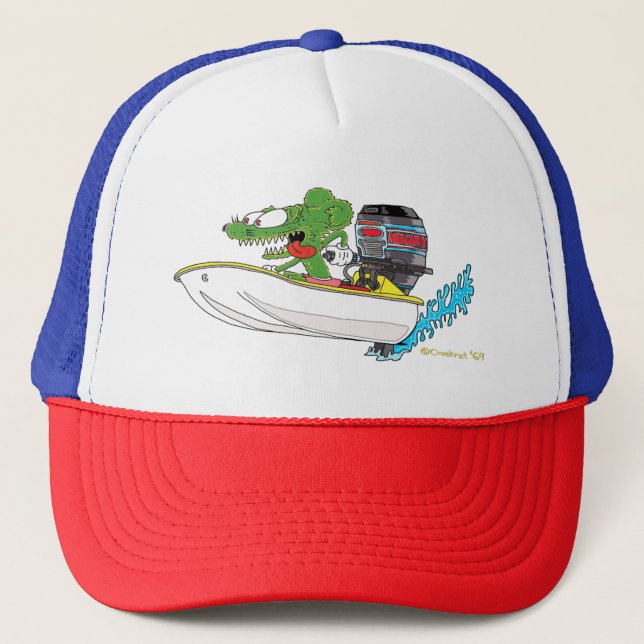 Creekrat Cartoon Studios Fliver Flivver Boat Hat Truckerkappe (Vorderseite)