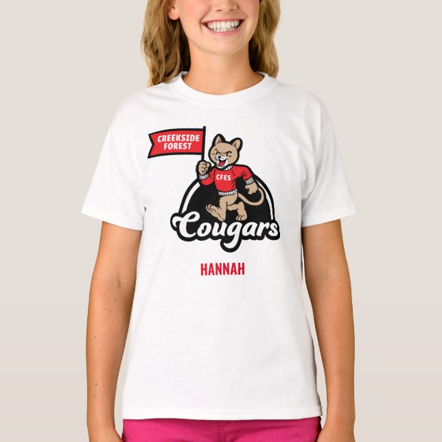 Creekside Forest Elementary Cougar Mascot T - Shir T-Shirt (Vorderseite)