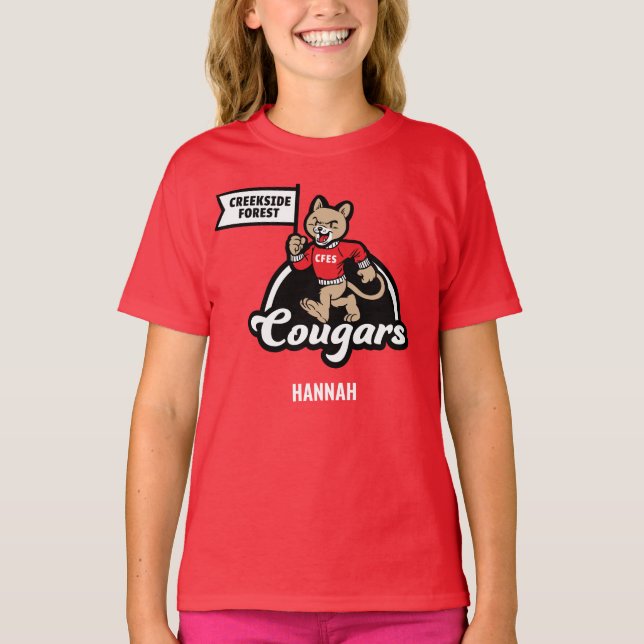 Creekside Forest Elementary Cougar Mascot T - Shir T-Shirt (Vorderseite)