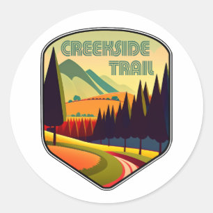 Creekside Trail Ohio Farben Runder Aufkleber