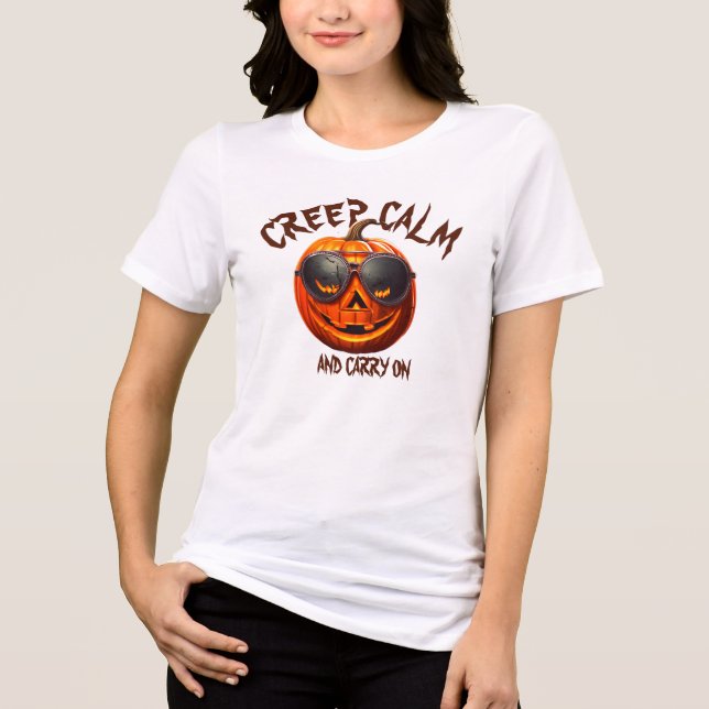 Creep Calm Halloween Pumpkin Monster Kostümkostüm  Tri-Blend Shirt (Vorderseite)