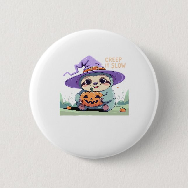 Creep It Langsam � Niedliches Sloth Halloween Shir Button (Vorderseite)