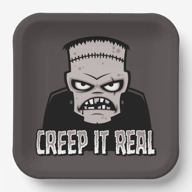 Creep It Real Classic Horror Frankenstein Design Pappteller (Vorderseite)