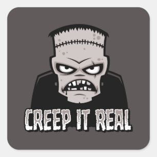 Creep It Real Classic Horror Frankenstein Design Quadratischer Aufkleber