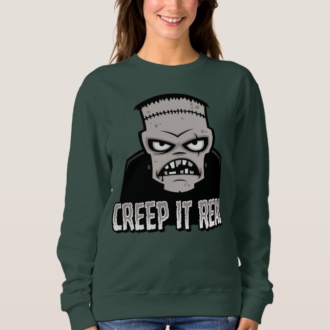 Creep It Real Classic Horror Frankenstein Design Sweatshirt (Vorderseite)