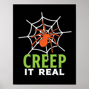 Creep It Real Creepy Spider Funny Halloween Puff Poster