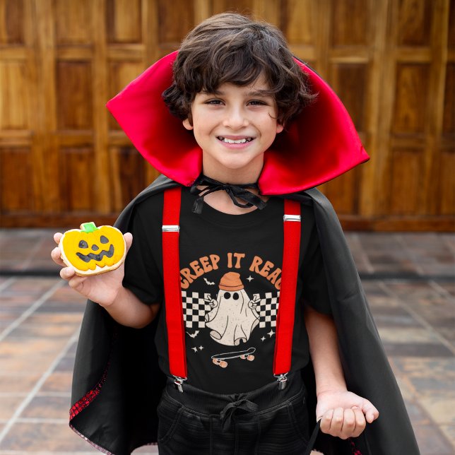 Creep It Real Funny Skater Ghost Halloween T-Shirt (Von Creator hochgeladen)