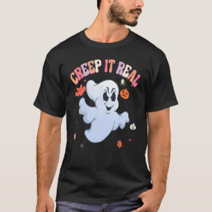 Creep it Real Ghost Kids Boys Girls Halloween Kost T-Shirt