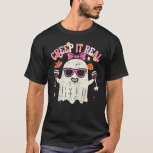 Creep it Real Ghost Kids Boys Girls Halloween Kost T-Shirt