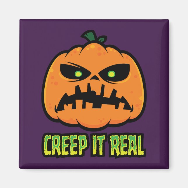 Creep It Real Grumpy Halloween-Kürbis Magnet (Vorne)