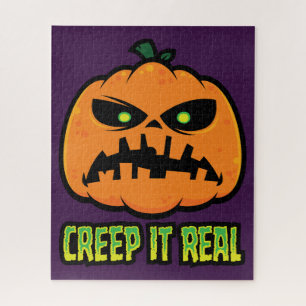 Creep It Real Grumpy Halloween-Kürbis Puzzle