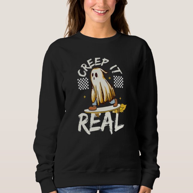 Creep It Real Halloween Creepin Ghost Boy Girl Ska Sweatshirt (Vorderseite)