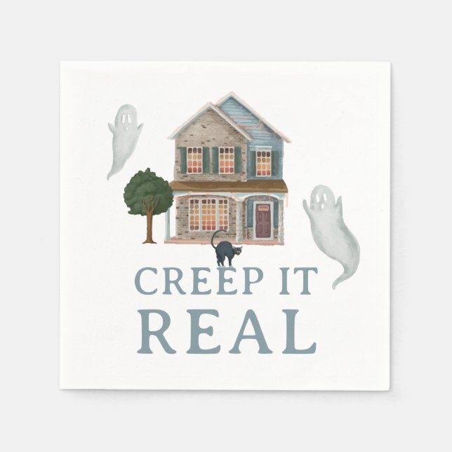 Creep It Real Halloween | Haunted House & Ghosts Serviette (Vorderseite)