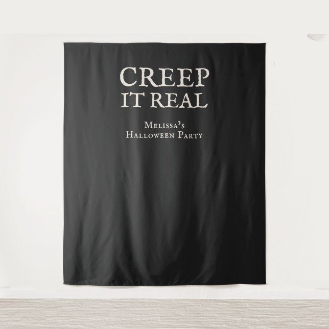 Creep it Real Halloween-Party Schwarz Wandteppich (Vorderseite)
