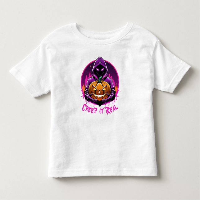Creep it Real, Horror Halloween Illustration Kleinkind T-shirt (Vorderseite)